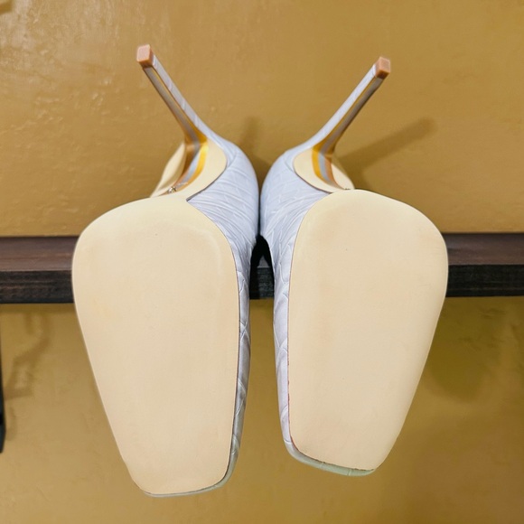 NEW Sam Edelman Pebble Grey Beth Crocodile Pump Stiletto Heels - Picture 5 of 8